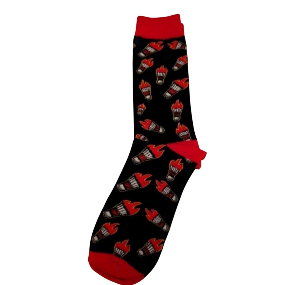 New Men's Novelty Flaming Badmiton Socks Size 7-13